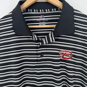 Arizona‎ Diamondbacks Polo Shirt 2XL  Majestic Mens Black Gray Striped MLB